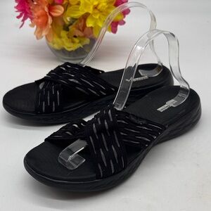 Skechers Goga Matt Black Strappy Sandals Size 11 SKT9298A
